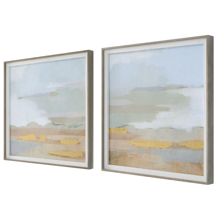 Abstract Coastline Framed Prints (Set of 2)