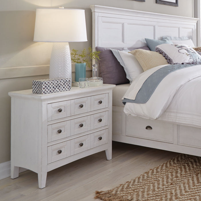 Heron Cove Relaxed Traditional Chalk White Three Drawer Nightstand