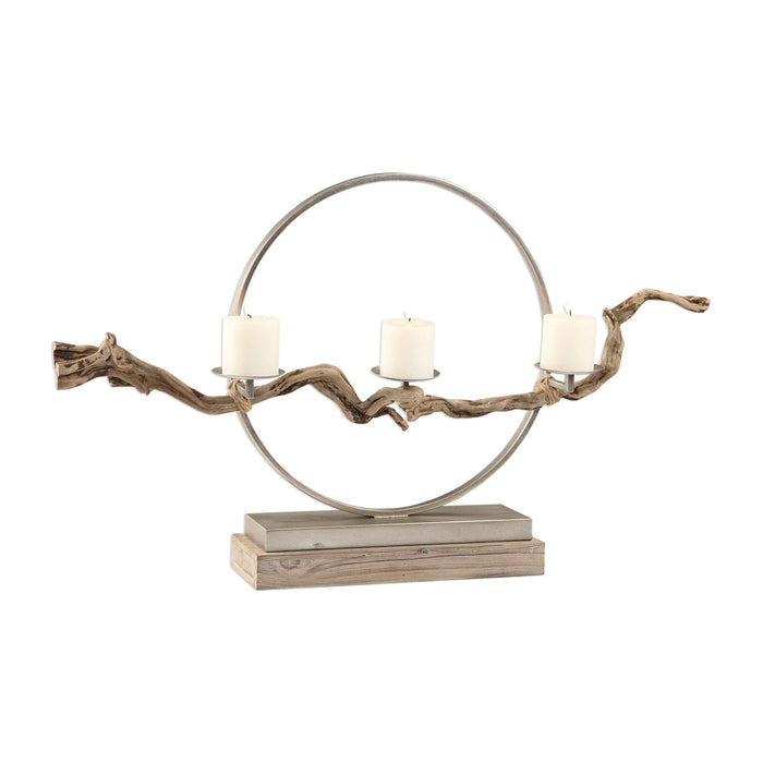 Ameera Twig Candleholder Light Brown & Pearl Silver
