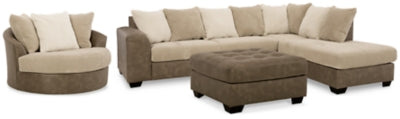 Keskin 2-Piece Sectional with Chaise, Oversized Swivel Chair and Ottoman