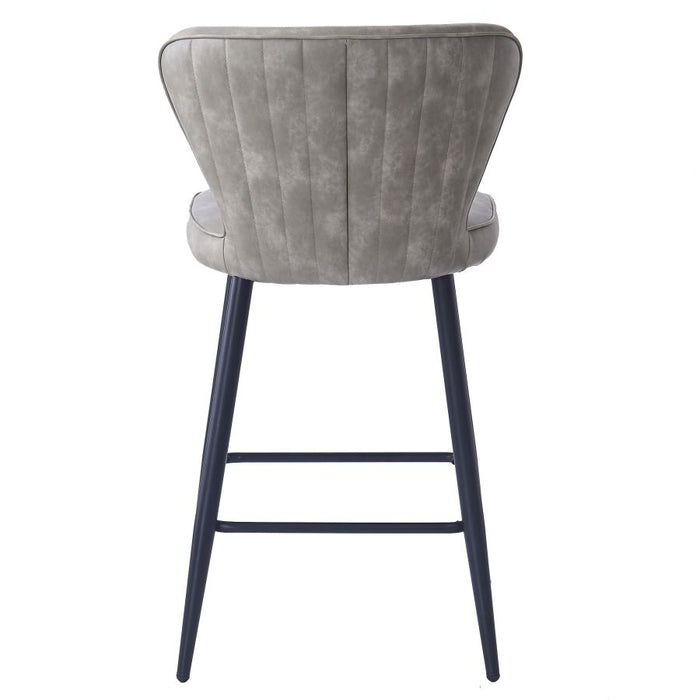 Clover 26" Counter Stool, Set of 2, in Vintage Grey Faux Leather and Black
