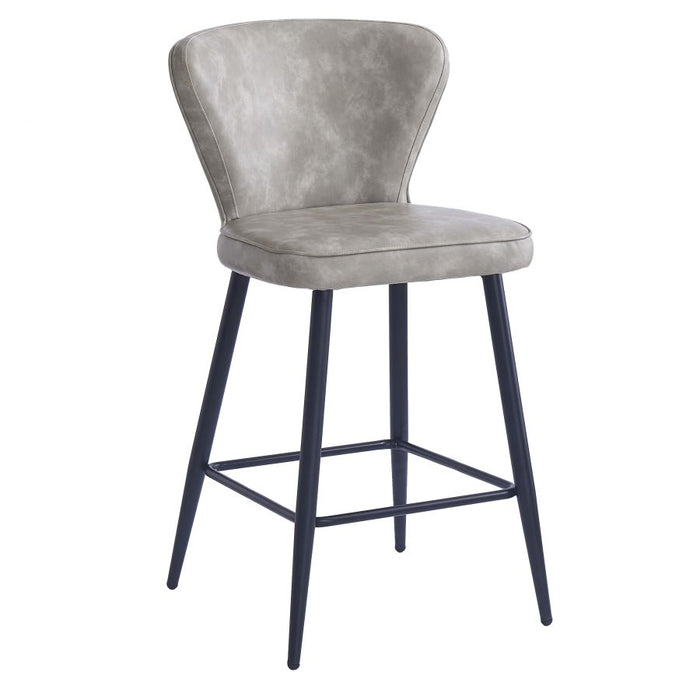 Clover 26" Counter Stool, Set of 2, in Vintage Grey Faux Leather and Black