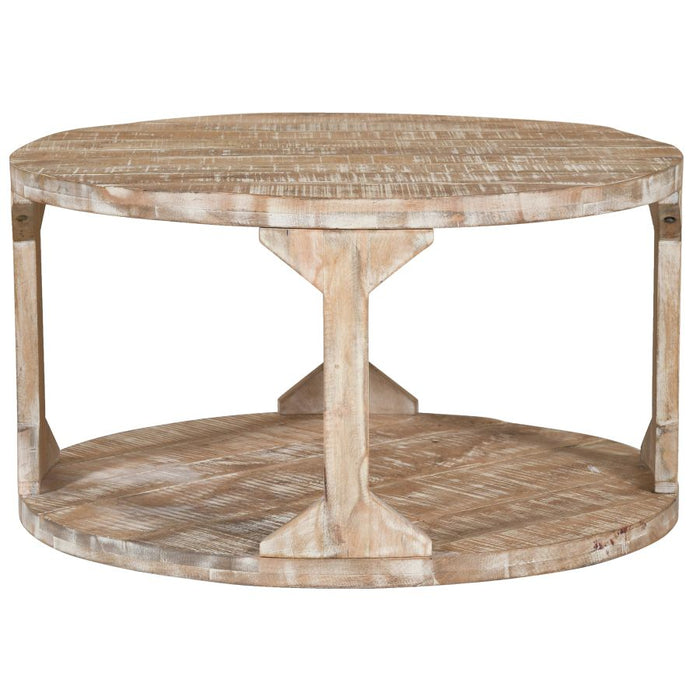 Avni Round Coffee Table in Distressed Natural