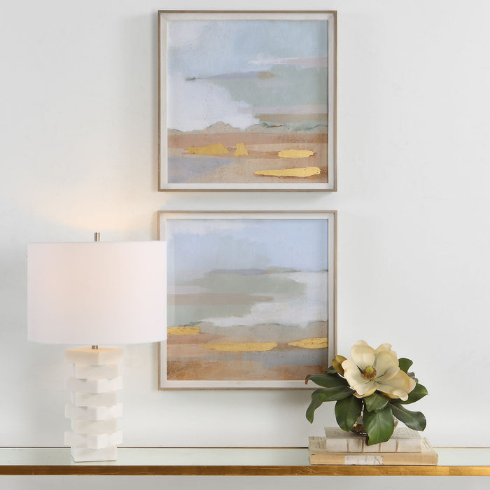 Abstract Coastline Framed Prints (Set of 2)