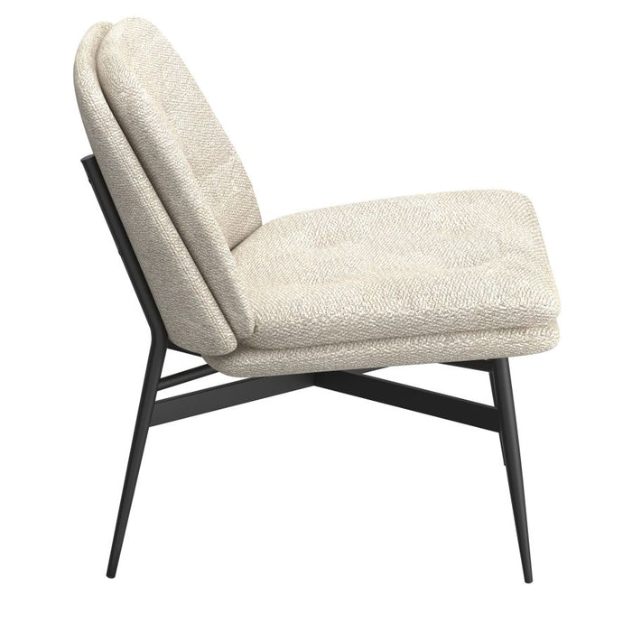 Caleb Accent Chair in Beige Fabric and Black