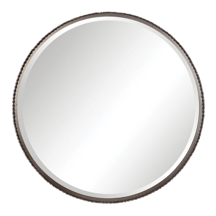 Ada Round Steel Mirror Gray, Dark