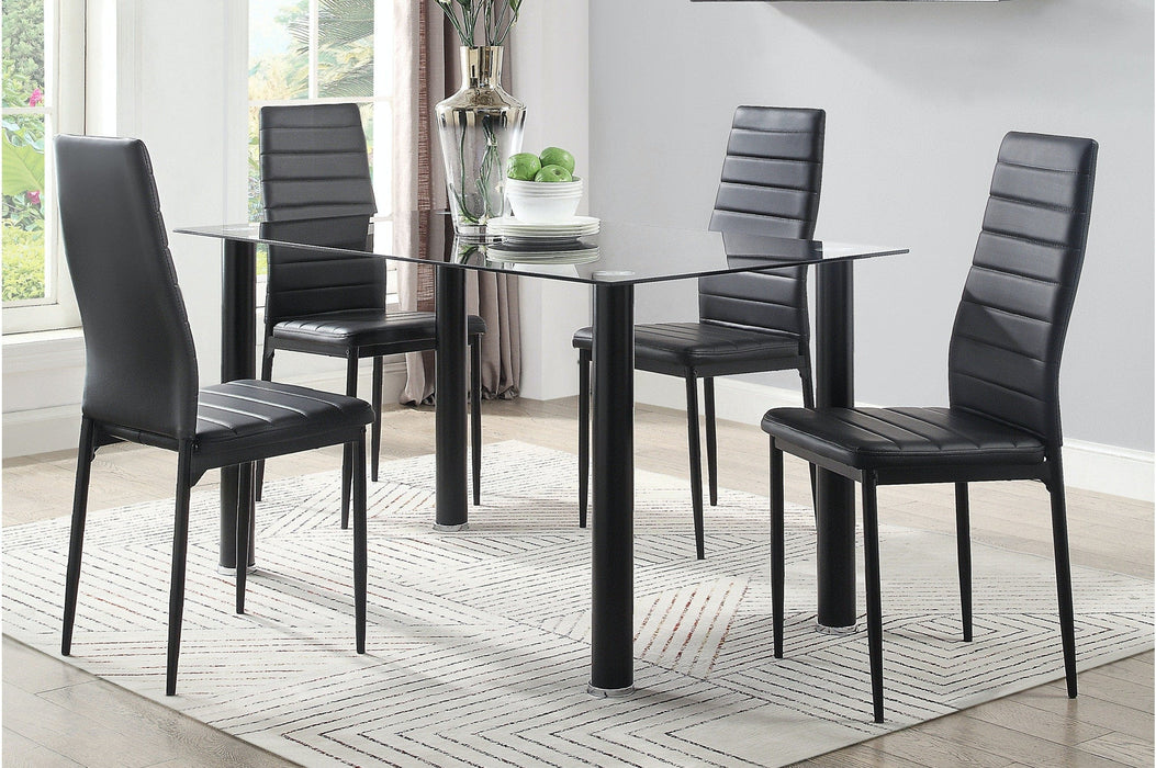 Florian 5pc Set with Dining Table, Glass Top