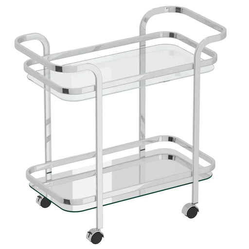 Zedd 2-Tier Bar Cart in Chrome - Furniture Depot
