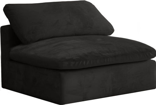 Cozy Black Velvet Armless Chair - Sterling House Interiors