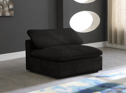 Cozy Black Velvet Armless Chair - Sterling House Interiors