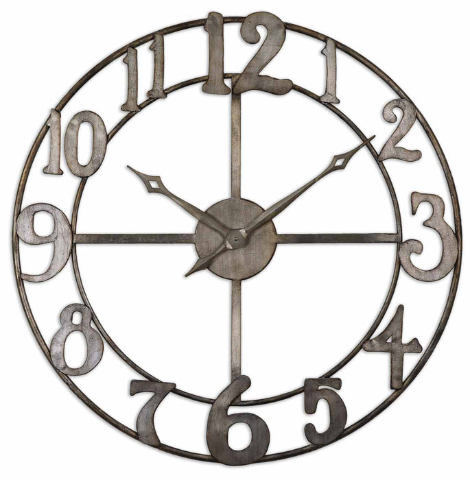 Delevan 32" Metal Wall Clock Pearl Silver