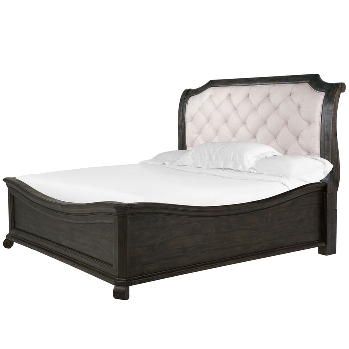 Bellamy Complete Queen Sleigh Bed With Shaped Footboard