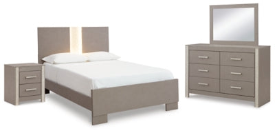 Surancha Queen Panel Bed, Dresser, Mirror and Nightstand