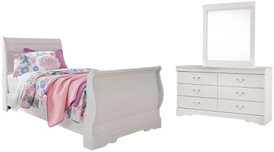 Anarasia Twin Sleigh Bed, Dresser and Mirror