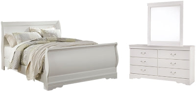 Anarasia Queen Sleigh Bed, Dresser and Mirror