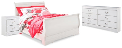 Anarasia Full Sleigh Bed, Dresser and Nightstand
