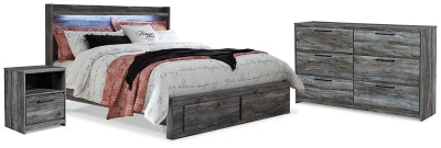 Baystorm King Panel Storage Bed, Dresser and Nightstand
