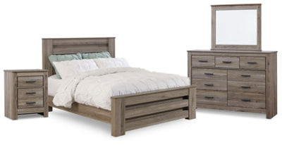 Zelen Queen Panel Bed, Dresser, Mirror and Nightstand