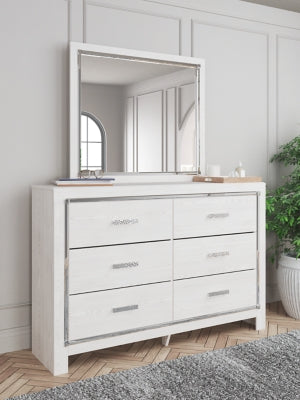 Altyra Queen Bookcase Panel Bed, Dresser, Mirror and Chest