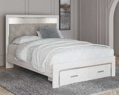 Altyra Queen Panel Storage Bed with Mirrored Dresser and Nightstand