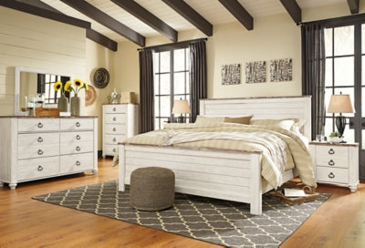 Willowton King Panel Bed, Dresser, Mirror, Chest and 2 Nightstands