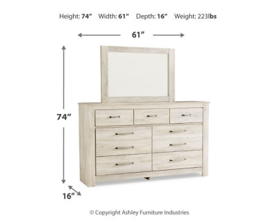 Bellaby King Panel Storage Bed, Dresser, Mirror and Nightstand