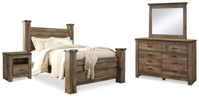Trinell Queen Poster Bed, Dresser, Mirror and Nightstand
