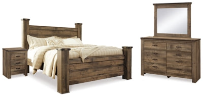 Trinell King Poster Bed, Dresser, Mirror and Nightstand