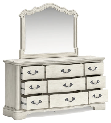 Arlendyne Queen Upholstered Bed, Dresser and Mirror