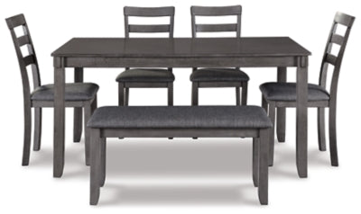 Bridson Dining Table and Chairs with Bench (Set of 6)