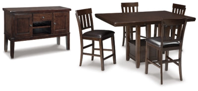 Haddigan Counter Height Dining Table, 4 Barstools and Server