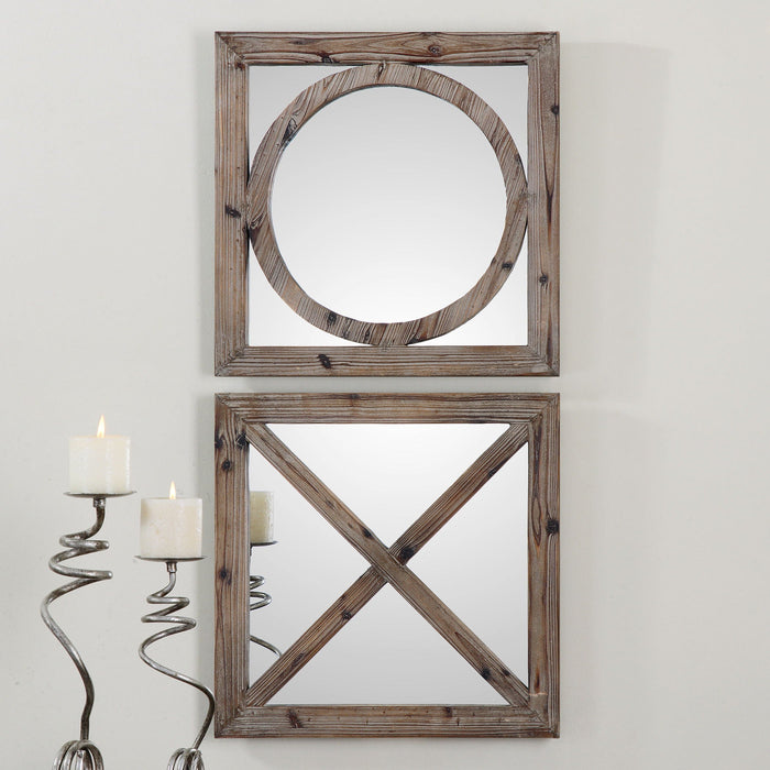 Baci E Abbracci Wooden Mirrors (Set of 2) Light Brown