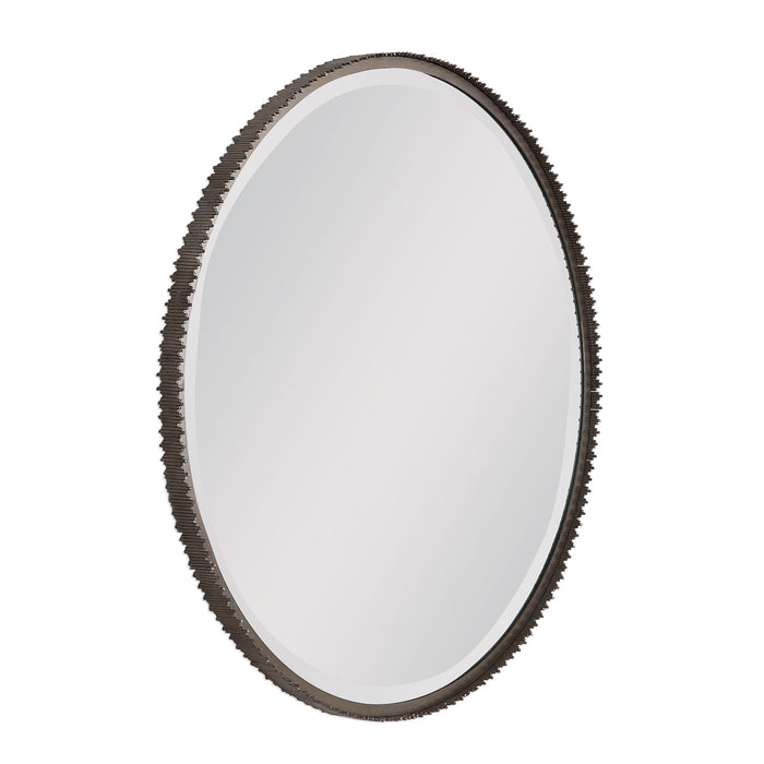 Ada Round Steel Mirror Gray, Dark