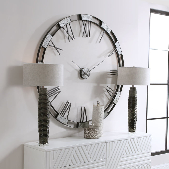 Alistair Modern Wall Clock Pearl Silver