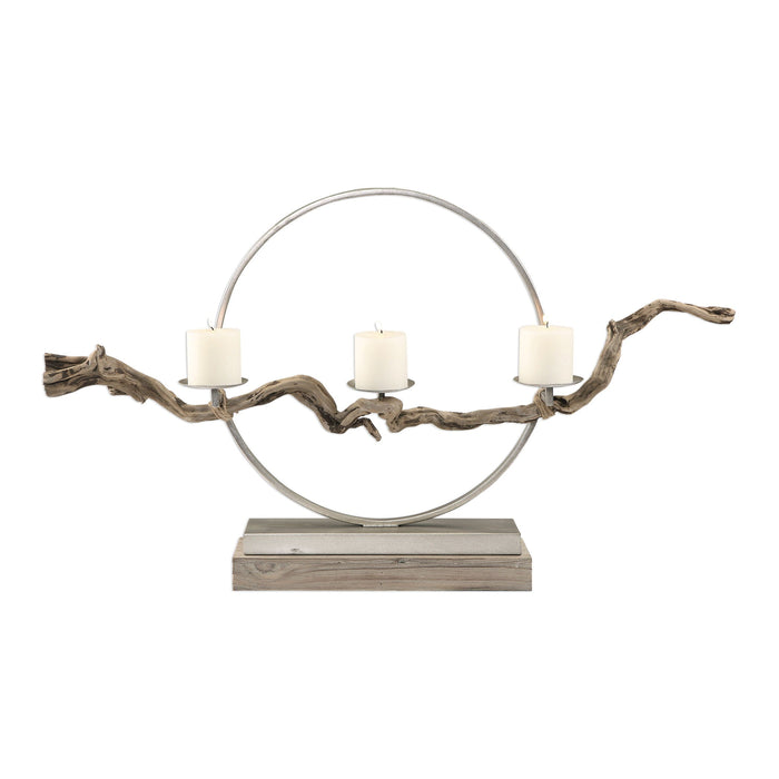 Ameera Twig Candleholder Light Brown & Pearl Silver