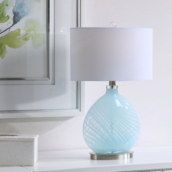 Aquata Glass Table Lamp Blue, Light