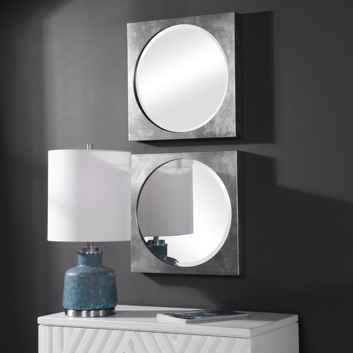 Aletris Modern Square Mirrors (Set of 2) Pearl Silver
