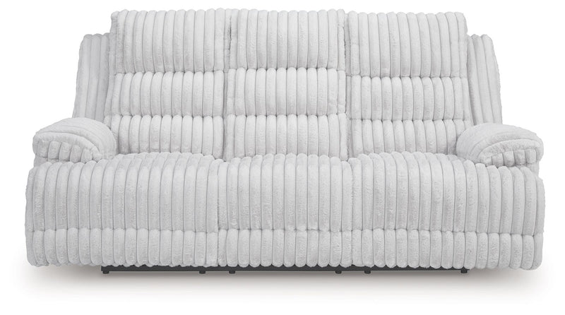 Rhines Falls - Reclining Power Sofa With Drop Down Table - Alloy
