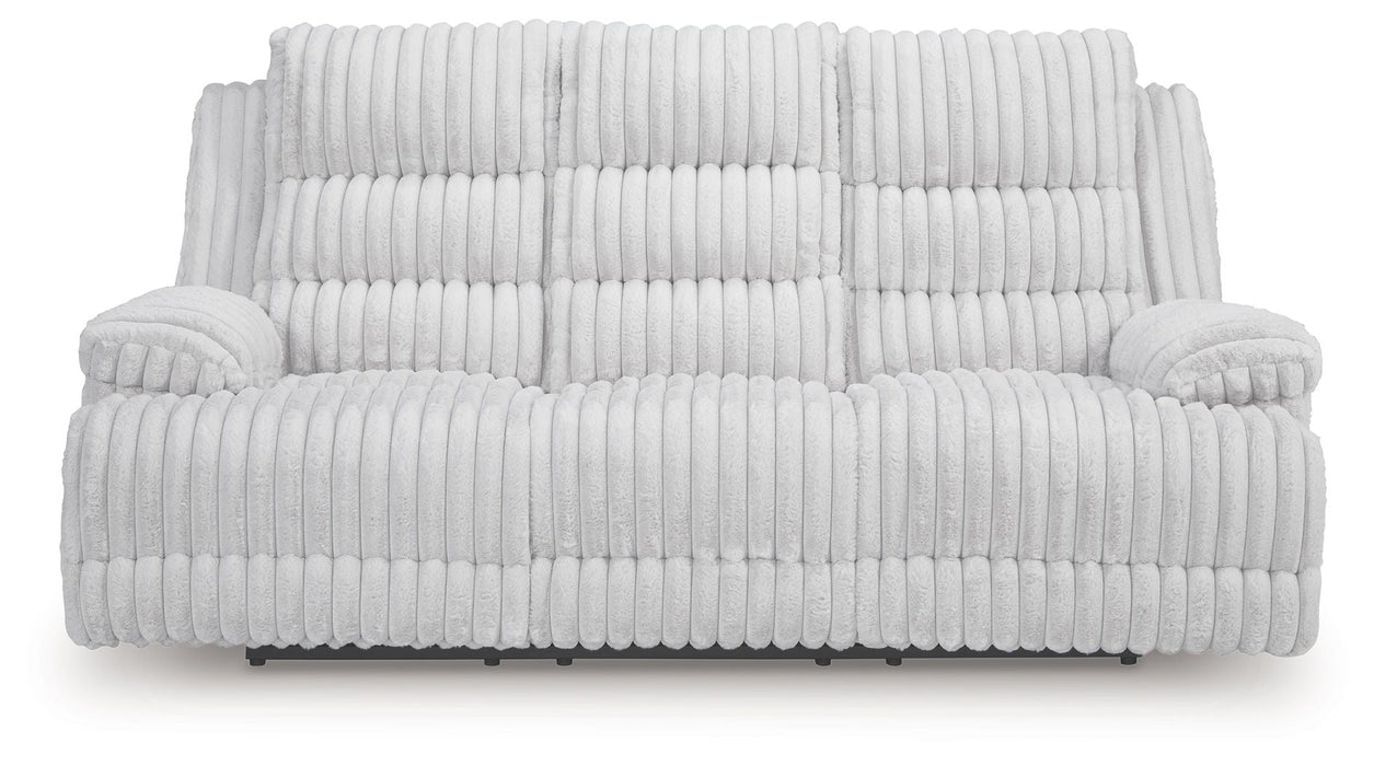 Rhines Falls - Reclining Power Sofa With Drop Down Table - Alloy