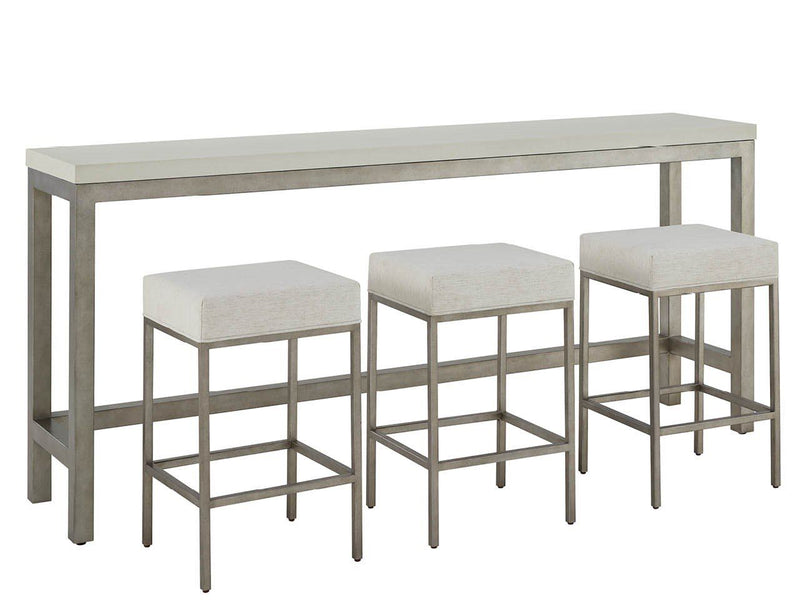 Oasis - Console With 3 Stools - Gray / Beige