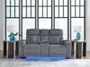 Studio Cave - Power Reclining Loveseat with Console - Steel