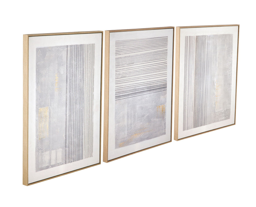 Razi Framed Canvas (Set of 3) - Gray