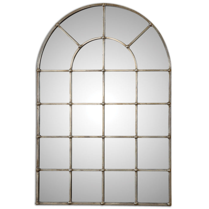 Barwell Arch Window Mirror Pearl Silver