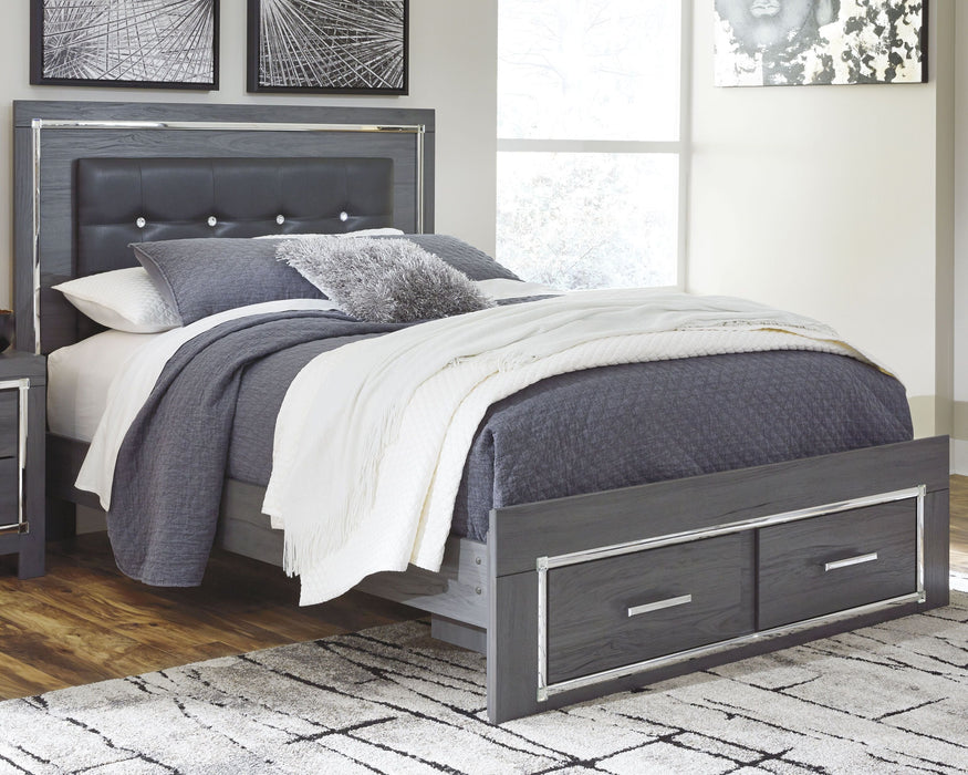 Lodanna Gray Panel Bed With 2 Storage Drawers