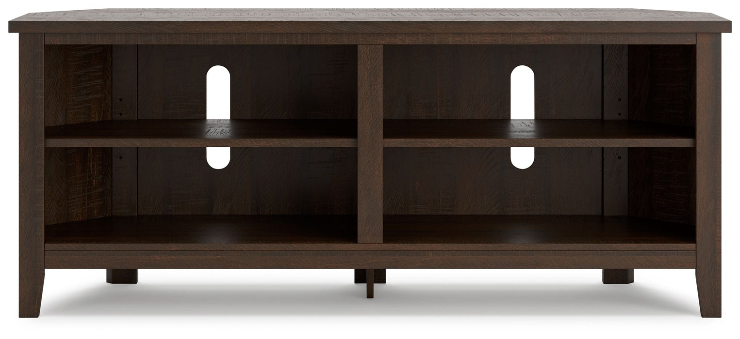 Camiburg Warm Brown Corner TV Stand