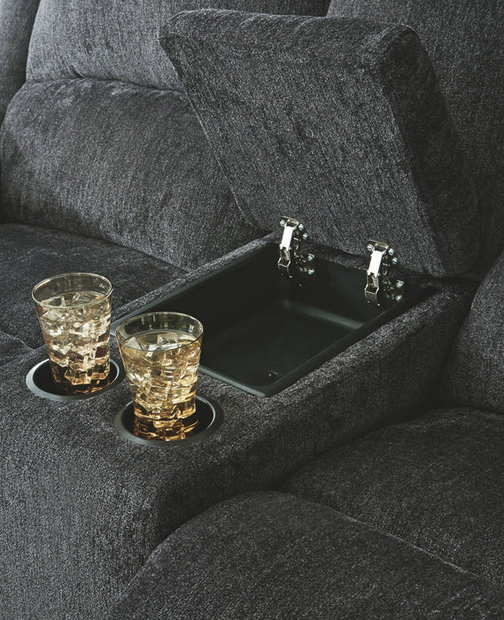 Draycoll - Dbl Reclining Loveseat W/Console - Fabric - Slate