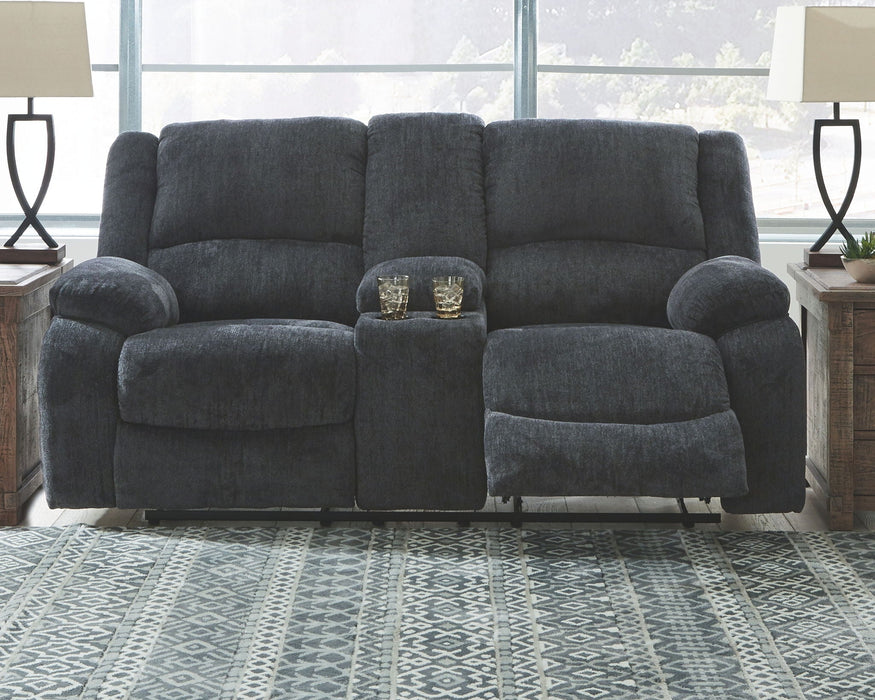 Draycoll - Dbl Reclining Loveseat W/Console - Fabric - Slate