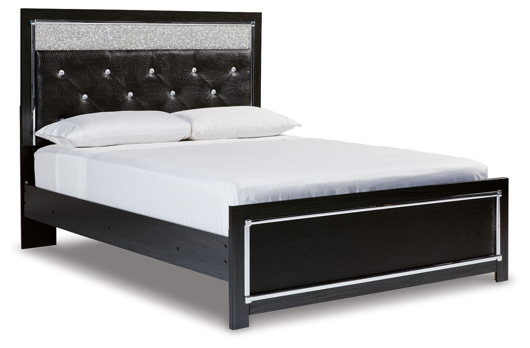 Kaydell Black Upholstered Glitter Panel Bed