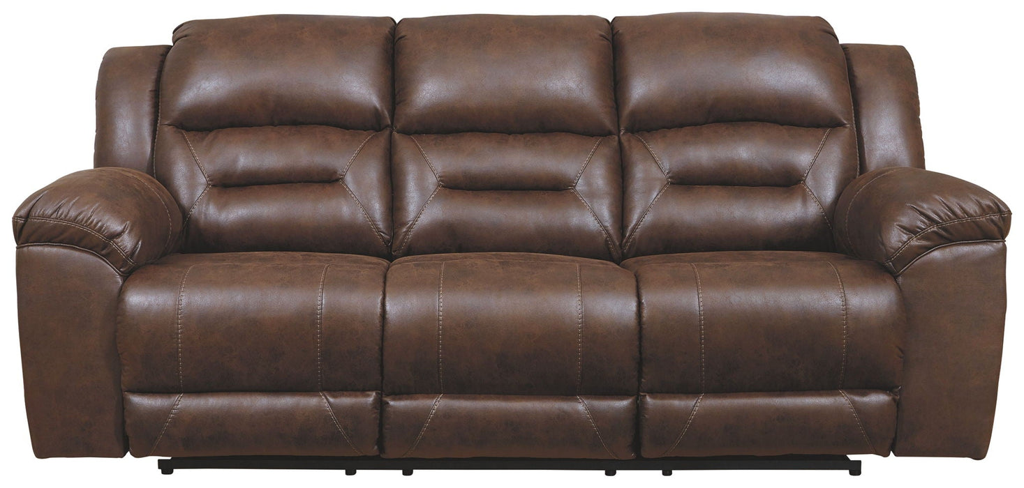 Stoneland - Reclining Sofa - Faux Leather - Chocolate