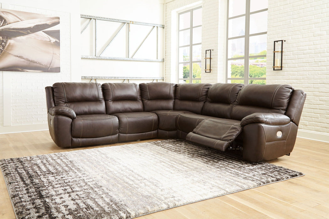 Dunleith - 5-Piece Power Reclining Sectional - Chocolate